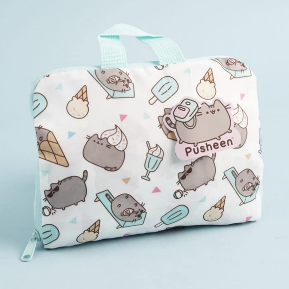 Pusheen Box Summer 2017 Aqua White Foldable Lightweight Backpack, OS - Picture 2 of 11